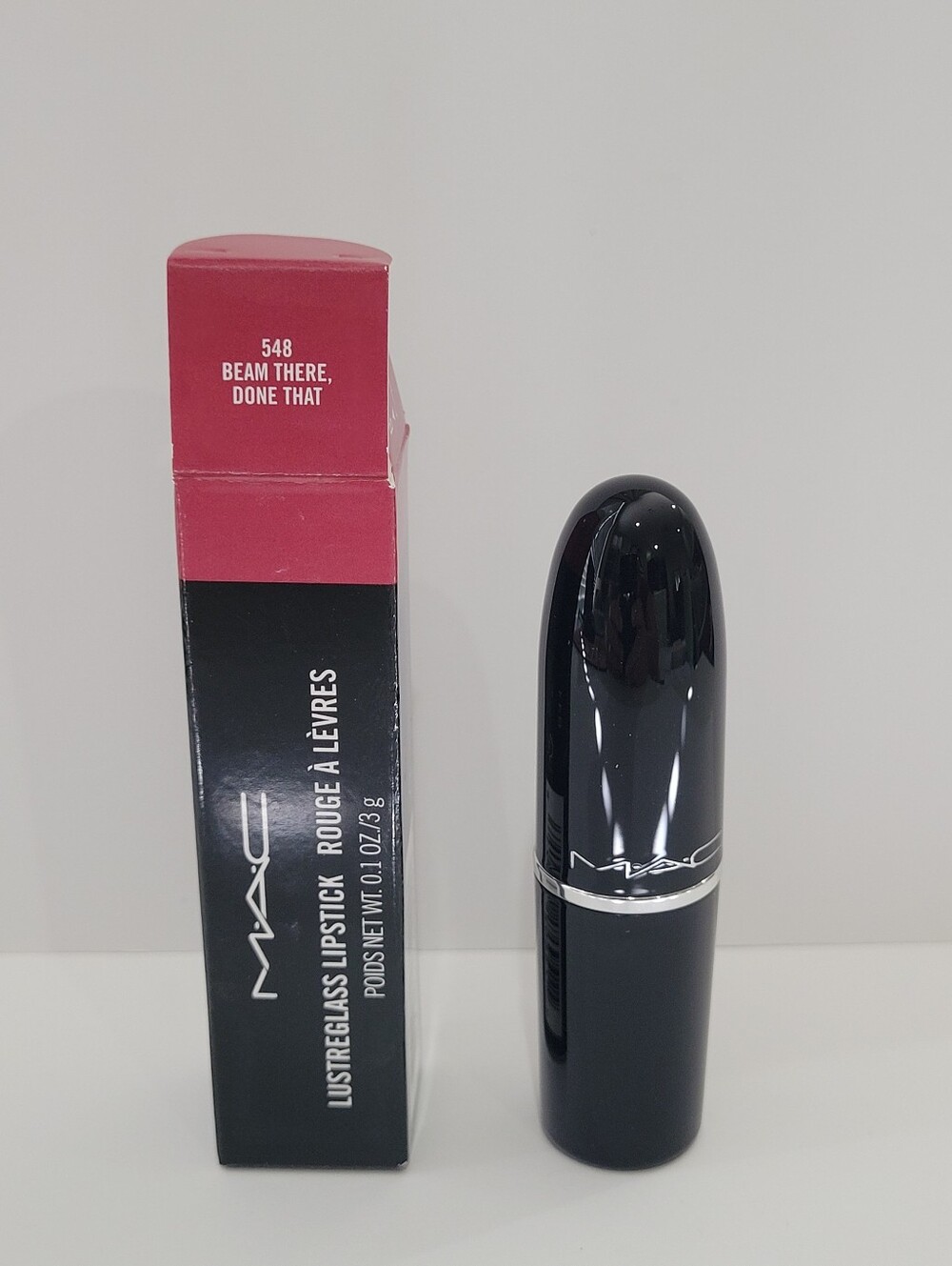 MAC Lustreglass Lipstick • BEAM THERE DONE THAT •Rosy Plum• .10 oz • New in box - Picture 2 of 5